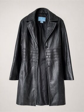 Long Leather Jacket Vintage Y2K Size Medium